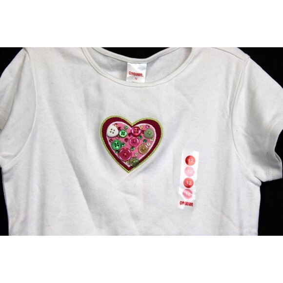 2006 Gymboree Sweetheart Valentine Day Shirt Button Heart Gathered Side String - Picture 2 of 5